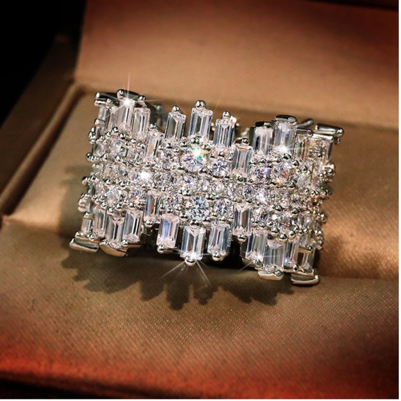 Micro Paved Irregular Multi-Row Diamond Ring - Picture 5 of 8